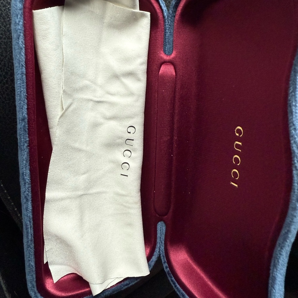 Gucci Blue and Red Eyewear Case with Cream Cloth